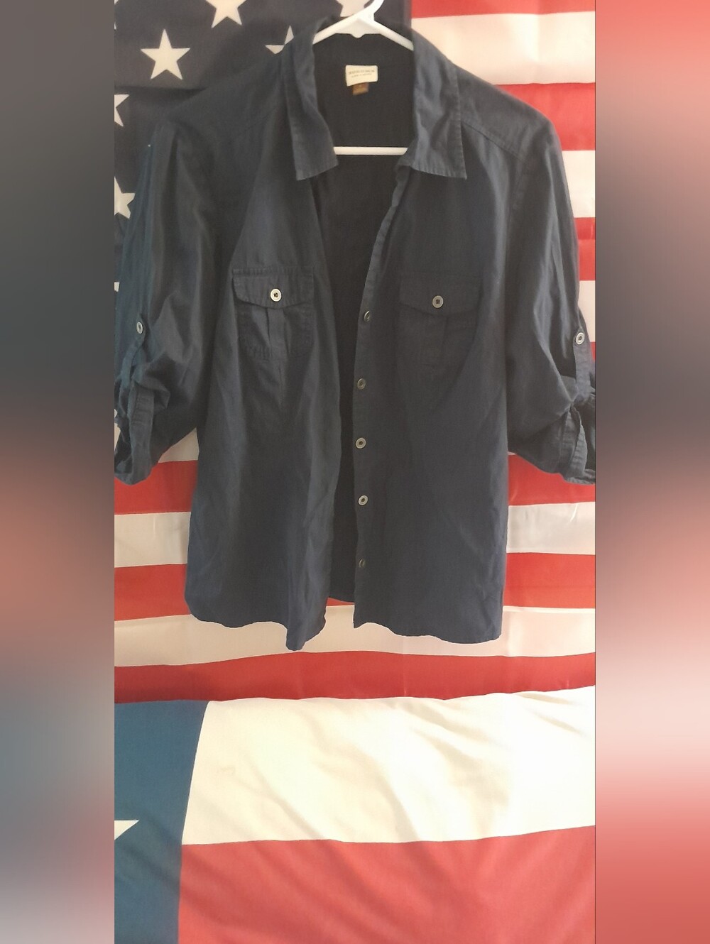 Women's Navy Blue Button Up Shirt